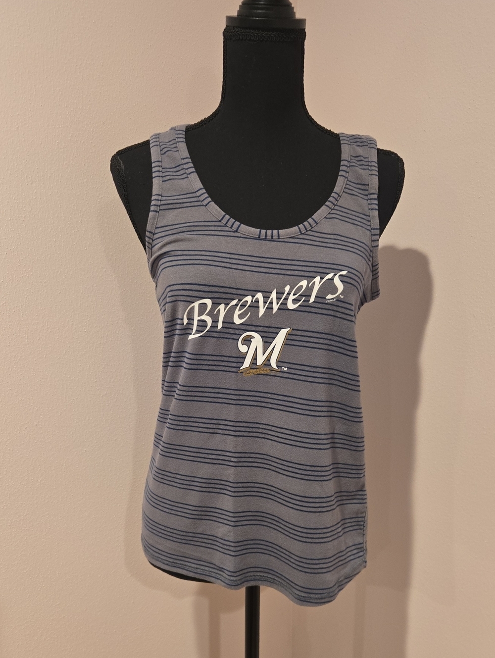 Milwaukee Striped Scoop Neck Tank Top - Light Blue